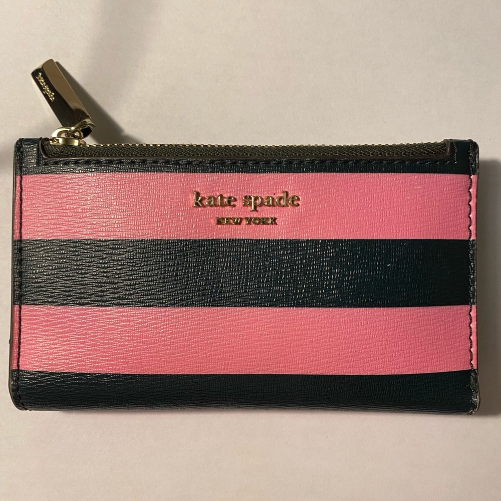 Kate Spade Pink and Black Striped Wallet